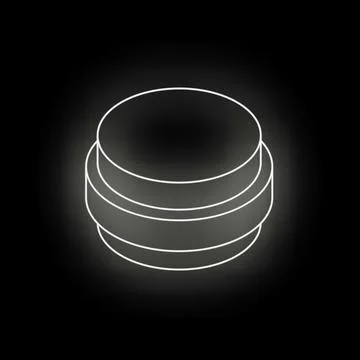 Three dimensional cylinder shape glowing on black background Stock Illustration