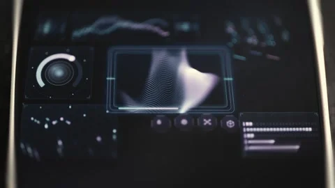 Three Dimensional Data Wave with Circular System Gauge Stock Footage 341865950