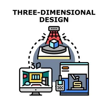 Three dimensional design process and manufacturing technology Stock Illustration