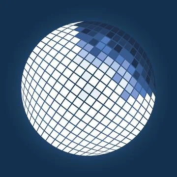 Three-dimensional digital illustration of a disco ball or mosaic sphere com.. Stock Illustration