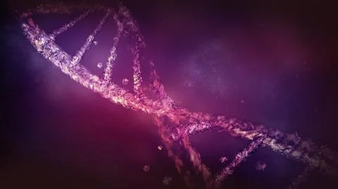 Three-dimensional DNA strand in virtual space, 3D render. イラスト素材