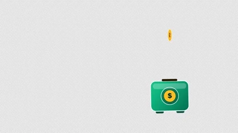 Three Dimensional Dollar Piggy Bank Money Vault Transparent Overlay Animation Stock Footage 346156611