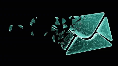 Three-dimensional e-mail icon isolated on black background. Stock Footage 232468121