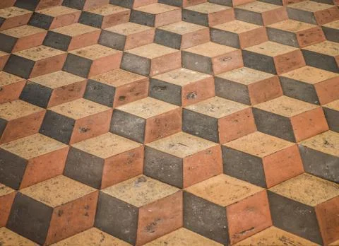 Three dimensional effect in stone floor Stock Photos