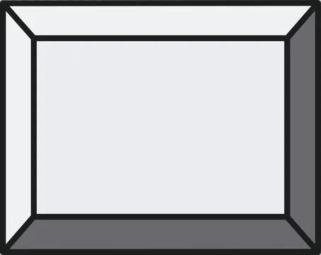 Three-dimensional empty box is being shown in flat design with grey panels, Ilustração Stock