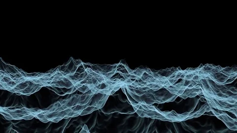 Three dimensional ethereal moving waves on a black background. Stock Footage 74620366