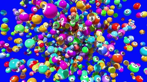 Three dimensional exploding bingo balls with alpha channel mask Stock Footage 266907830