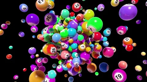 Three dimensional exploding bingo balls with alpha channel mask 스톡 동영상 266909488