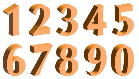 Three-dimensional font from numbers. 3d illustration Stock Illustration