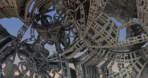 Three-dimensional fractals Stock Illustration