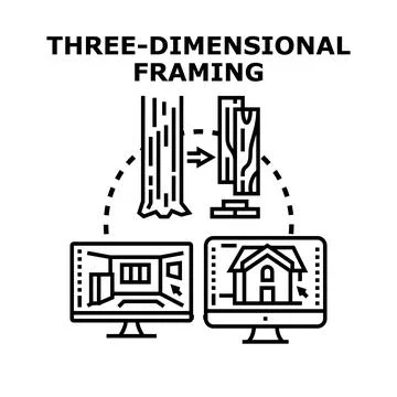 Three dimensional framing concept using digital technology Illustrazione stock