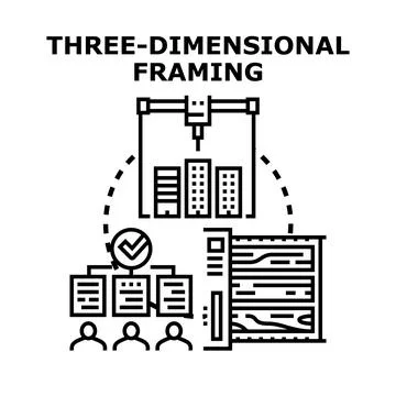 Three dimensional framing concept vector icon designing process Stock Illustration