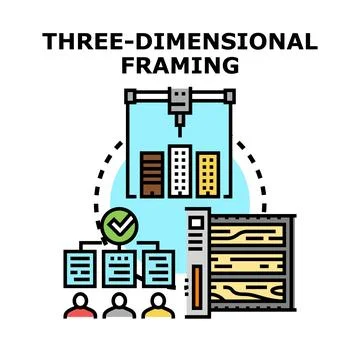 Three dimensional framing concept vector icon designing process Stock Illustration