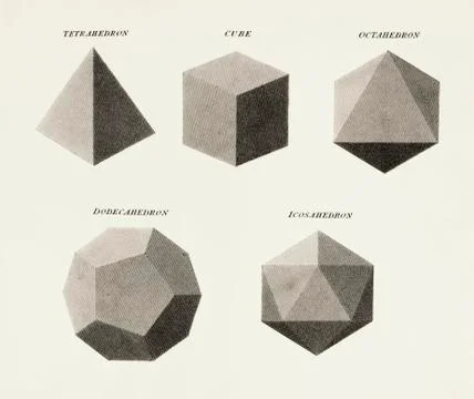 Three Dimensional Geometric Shapes. From The Cyclopaedia Or Universal Diction Stock Photos