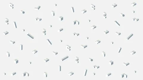 Three-dimensional geometric shapes on a light background. White, gray colors. Stock Illustration