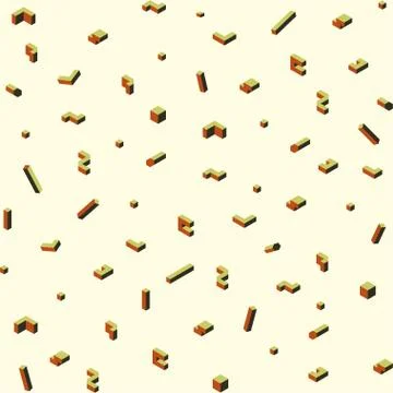 Three-dimensional geometric shapes seamless pattern. Vector background. 스톡 일러스트