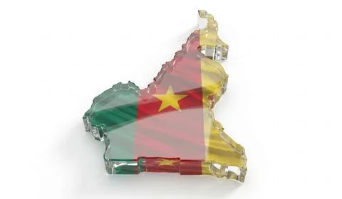 Three dimensional glass map of cameroon featuring national flag inside stru.. Stock Illustration