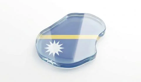Three dimensional glass nauru map featuring national flag colors and white .. Stock Illustration