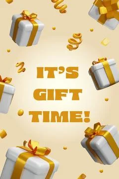 Three-dimensional gold gift poster Stock Illustration