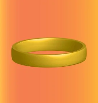 Three-dimensional gold ring horizontally on an orange background Stock Illustration