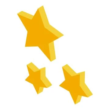 Three dimensional gold stars falling through space 库存插图