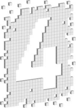 Three dimensional graphic number four form of little white cubes in random order Stockillustratie