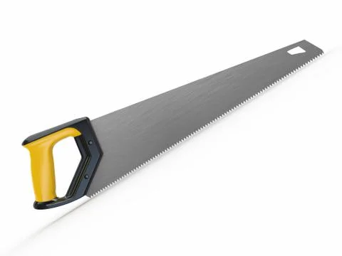 Three-dimensional handsaw on white isolated background. 3d Stockillustratie