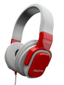 Three-dimensional headphones on white isolated background. 3d Stock-Illustration
