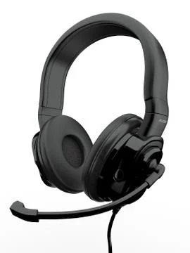 Three-dimensional headphones on white isolated background. 3d Illustration