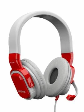 Three-dimensional headphones on white isolated background. 3d Stock-Illustration