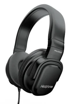 Three-dimensional headphones on white isolated background. 3d Illustrazione stock