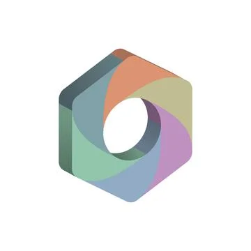 Three-dimensional hexagon divided into six colored parts. Template for infogr Stock Illustration