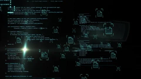 Three dimensional high technology animation of digital files icons Stock Footage 341854357