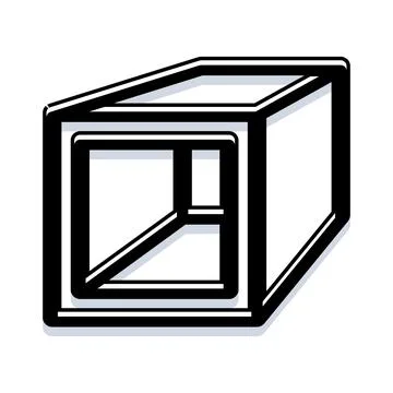 Three dimensional hollow cube structure outline icon Stock Illustration