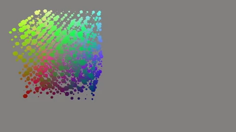 The three-dimensional hologram of the cube rotates.Seamless loop. Stock Footage 94728400