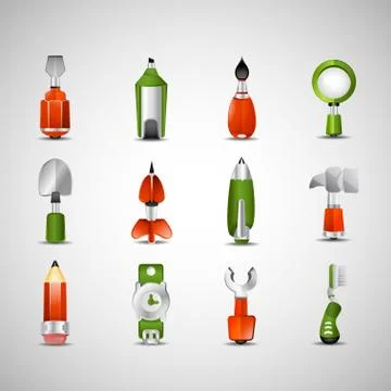 Three-dimensional icons Stock Illustration