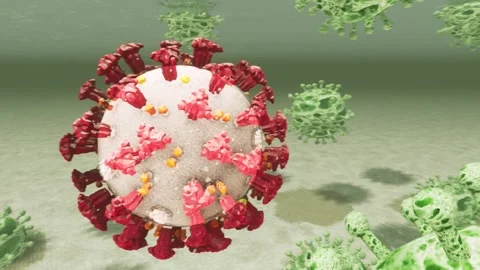 Three dimensional illustration of corona virus floating in blood stream Stock Footage 161938443