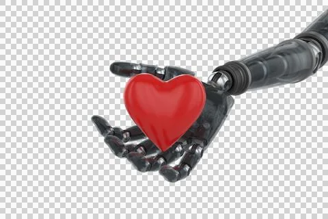 Three dimensional image of cyborg showing red heart shape Stock Photos