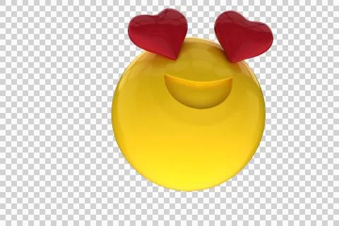 Three dimensional image of emo tag with heart shape eyes Stock Illustration