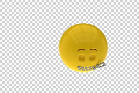 Three dimensional image of emotag with zipper mouth イラスト素材