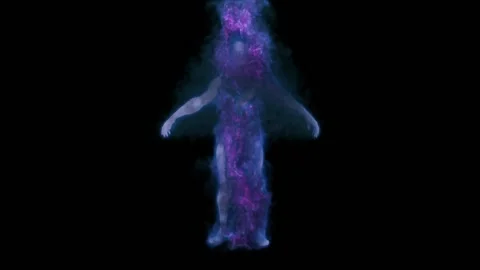 A three-dimensional image of a person rotates counterclockwise on a black Stock Footage 171001045