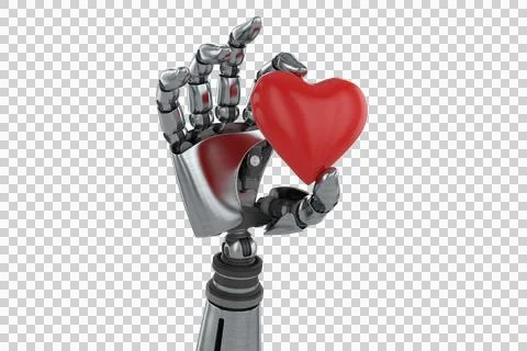 Three dimensional image of robot showing red heard shape decoration Stock Illustration