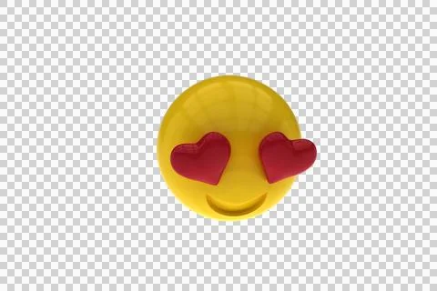 Three dimensional image of smiley face with red heart shape eyes Stock Illustration