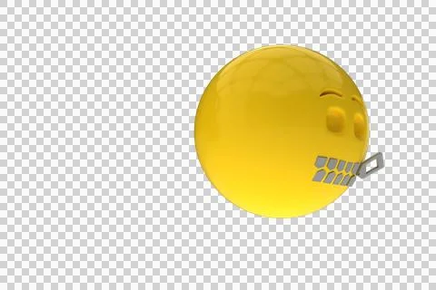 Three dimensional image of smiley face with zipper mouth Stock Photos
