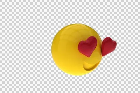 Three dimensional image of smiley with red heart shape eyes Stock Photos