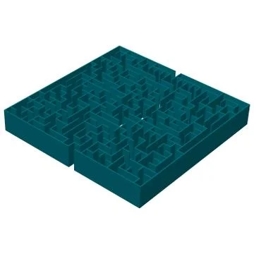 A three-dimensional image of a square blue labyrinth. vector illustration. Stock Illustration