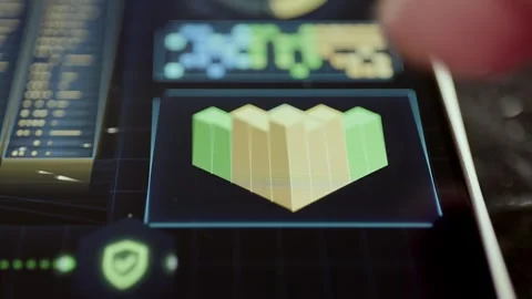 Three Dimensional Infrastructure Cube on Data Dashboard 스톡 동영상 341870788
