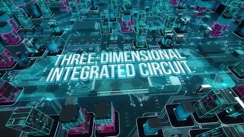 Three-dimensional integrated circuit with digital technology concept 库存影片 103554387
