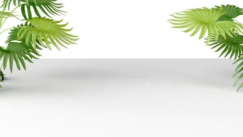 Three-dimensional isolate with flooring in perspective and lush tropical le.. イラスト素材