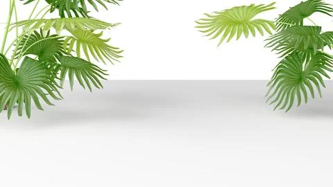 Three-dimensional isolate with flooring in perspective and lush tropical le.. イラスト素材